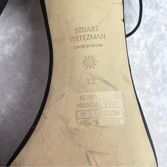 STUART Weitzman Amelina Suede Sandal Black Size 12 - Picture 12 of 12